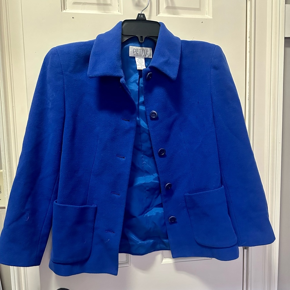 Blue Wool Blazer Petite Sophisticate Sz 0